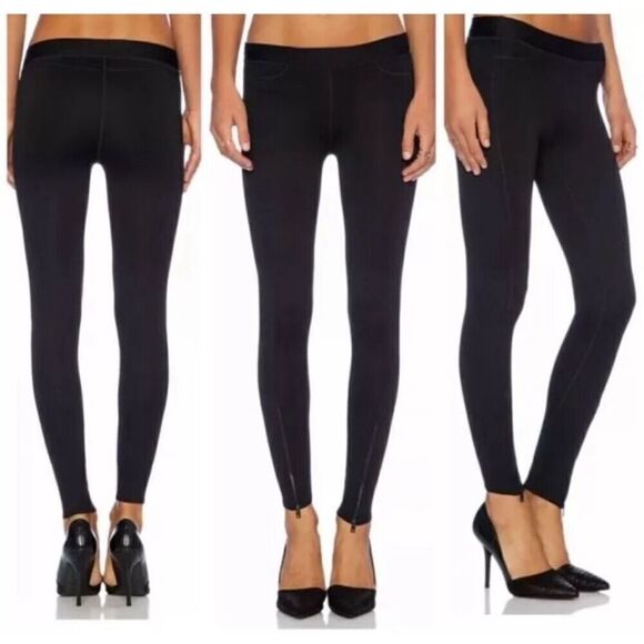 Rag & Bone Black Lawson Leggings, Size S Pull On Jeggings w/ Zipper Hem - Picture 1 of 9